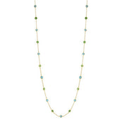 SLOANE STREET 18K Yellow Gold Swiss Blue Topaz and Tsavorite Station Necklace